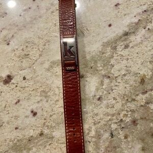 Fossil-Brown Leather bracelet with Silver Buckle (Initial K)